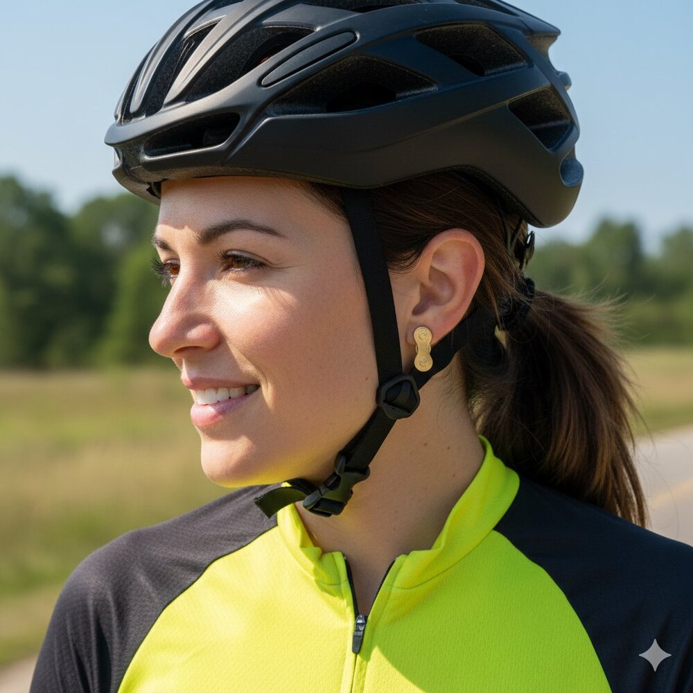 Biker Chain Stud Earrings for Cyclists / Bikers Gold Handmade Craft Jewelry